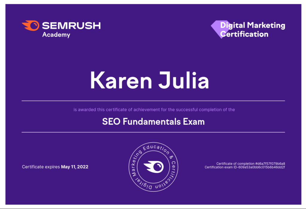 SEMRush SEO Fundamentals Exam